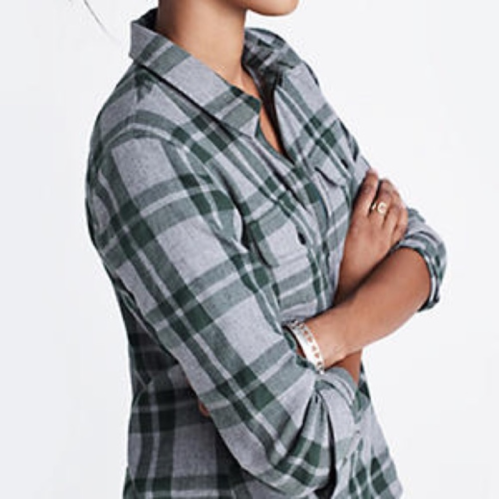 Madewell Half-Zip Flannel Top